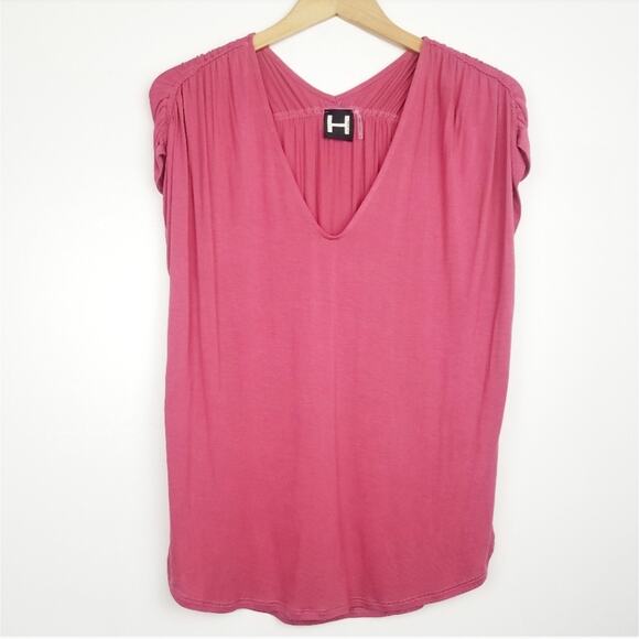 New! H by Bordeaux | Pink Short Sleeve Flowing Top - Picture 1 of 5